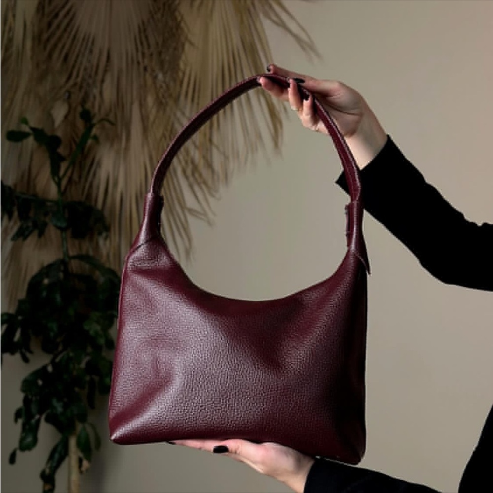 Burgundy Leather Shoulder Bag, oxblood